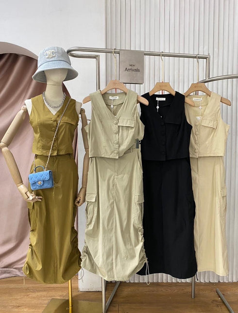 MATINEE Waistcoat With Mid Length Cargo Skirts Sets